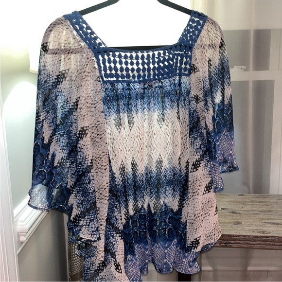 Daniel Rainn Sheer Top Boho Sz Small - Picture 2 of 6